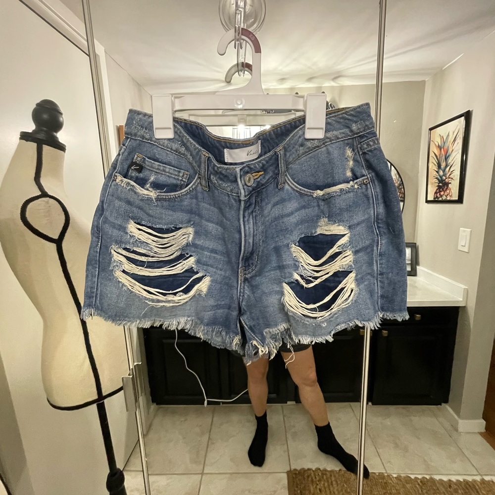 KanCan destroyed denim shorts